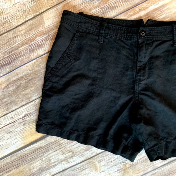 Calvin Klein Jeans Black Linen Blend Shorts - Picture 2 of 7